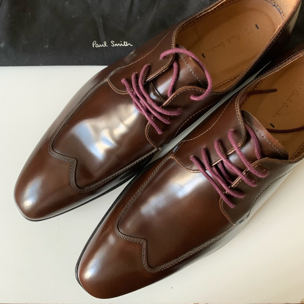 Paul Smith Men's Brown Leather 'Daniel' Derby Shoes (wingtip).